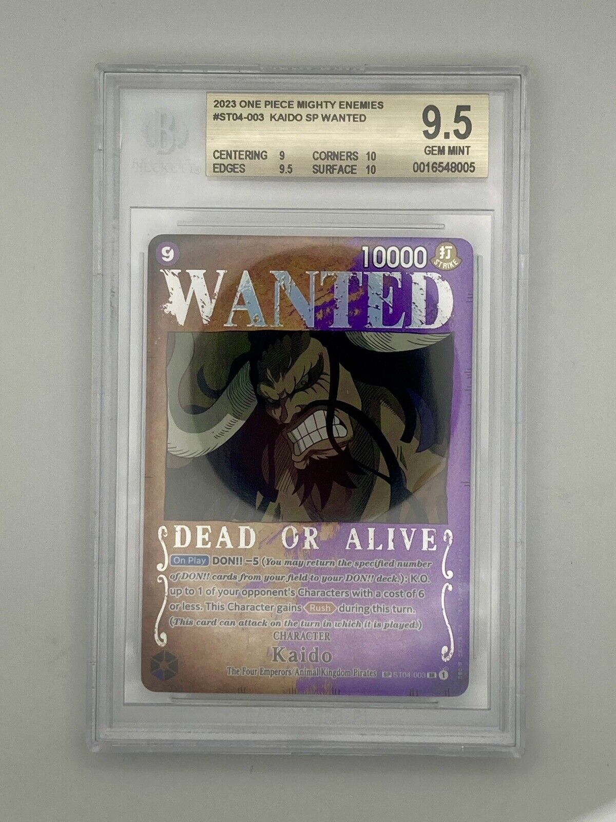 BGS 9.5 - Wanted Kaido - ST04-003 - OP03 Alt Art Parallel - One Piece Card Game - Premium  from Hero Cards - Just $125! Shop now at Hero Cards