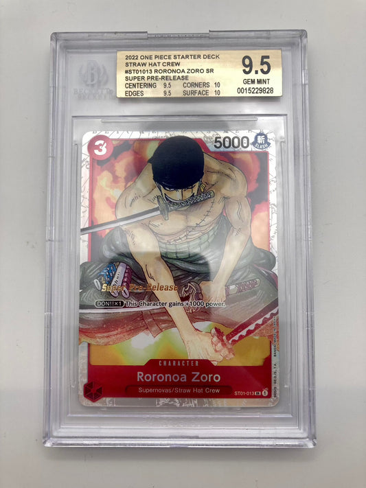 BGS 9.5 - Super Pre-Release - Roronoa Zoro ST01-013 SR - 1st Edition - One Piece - Premium  from Hero Cards - Just $42.95! Shop now at Hero Cards