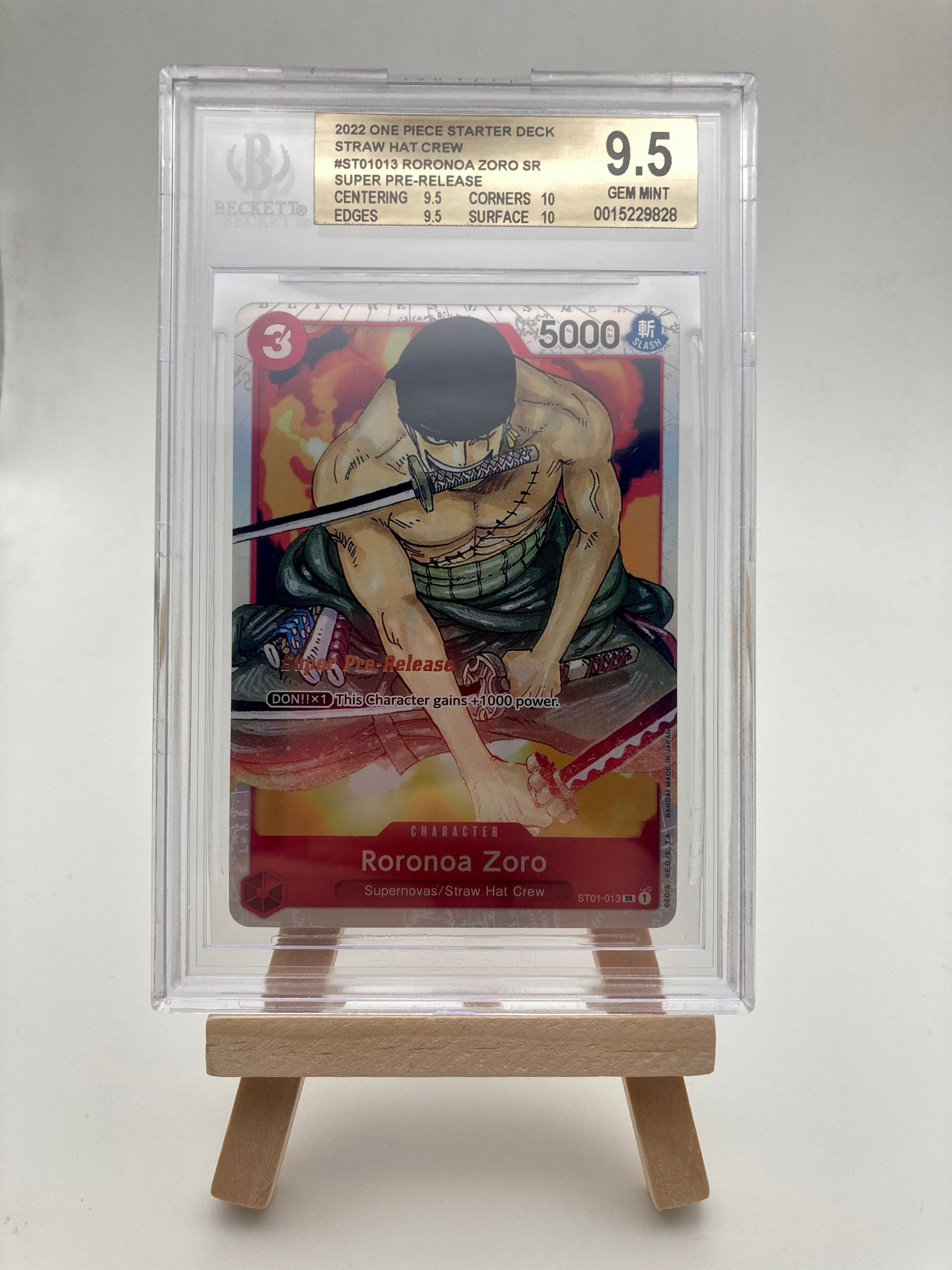 BGS 9.5 - Super Pre-Release - Roronoa Zoro ST01-013 SR - 1st Edition - One Piece - Premium  from Hero Cards - Just $42.95! Shop now at Hero Cards