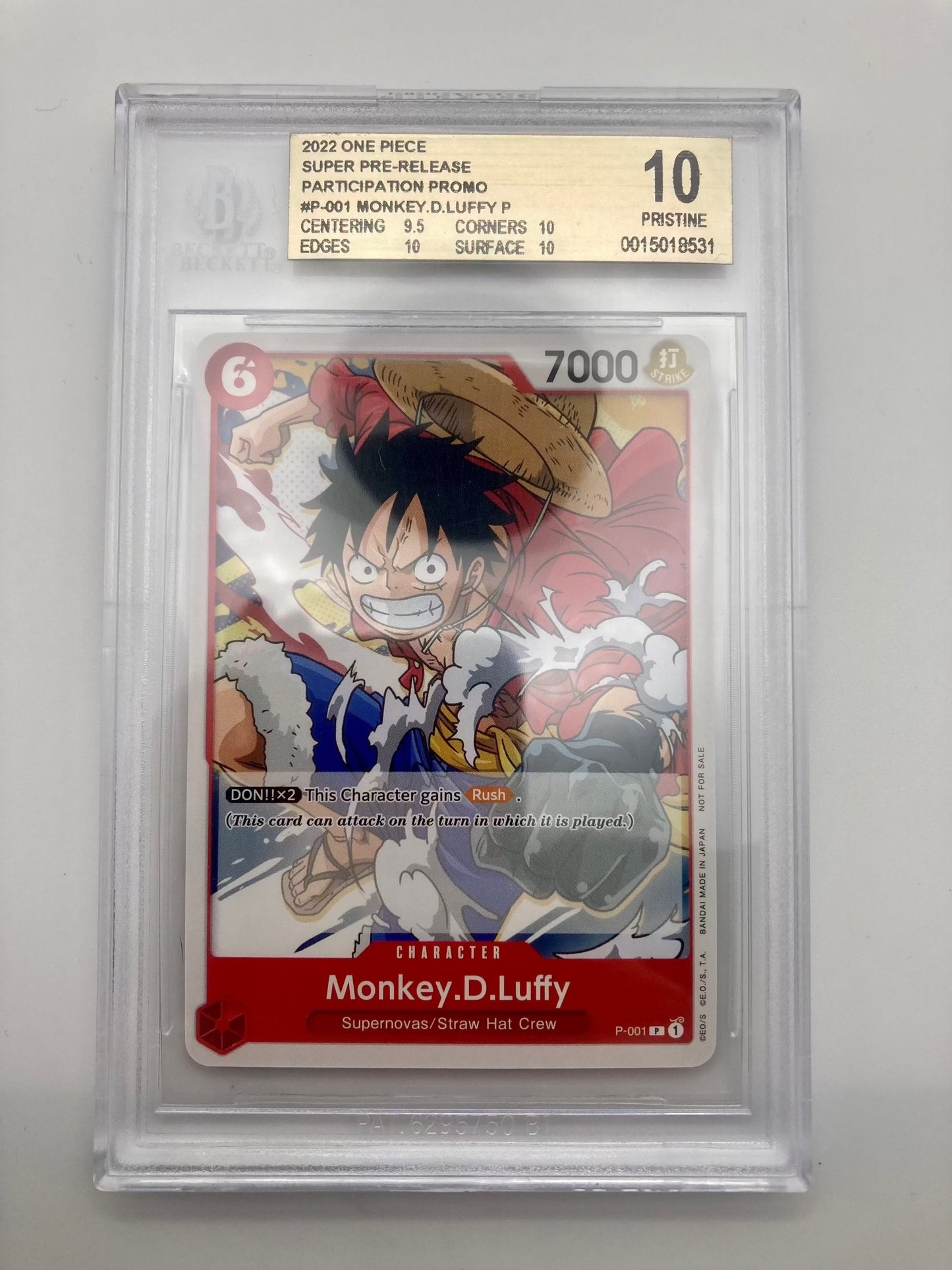 BGS 10 - Super Pre-Release Top 8 - Monkey.D.Luffy P-001 - Premium  from Hero Cards - Just $130! Shop now at Hero Cards