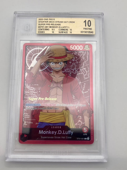 BGS 10 - Super Pre-Release - Monkey.D.Luffy Leader ST01-001 - Premium  from Hero Cards - Just $525! Shop now at Hero Cards