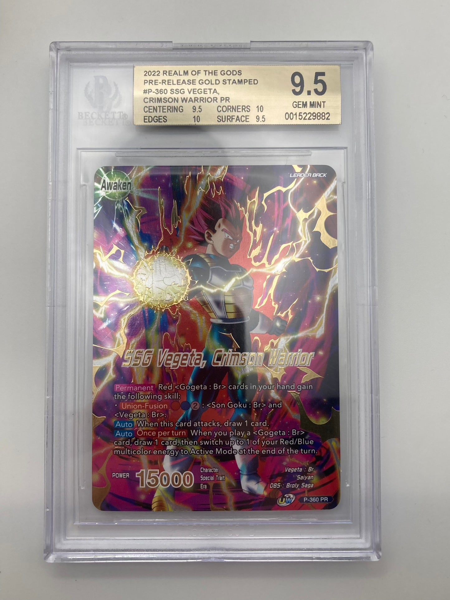 BGS 9.5 - Winner Stamped - SSG Vegeta, Crimson Warrior P-360 - Premium  from Hero Cards - Just $44.95! Shop now at Hero Cards