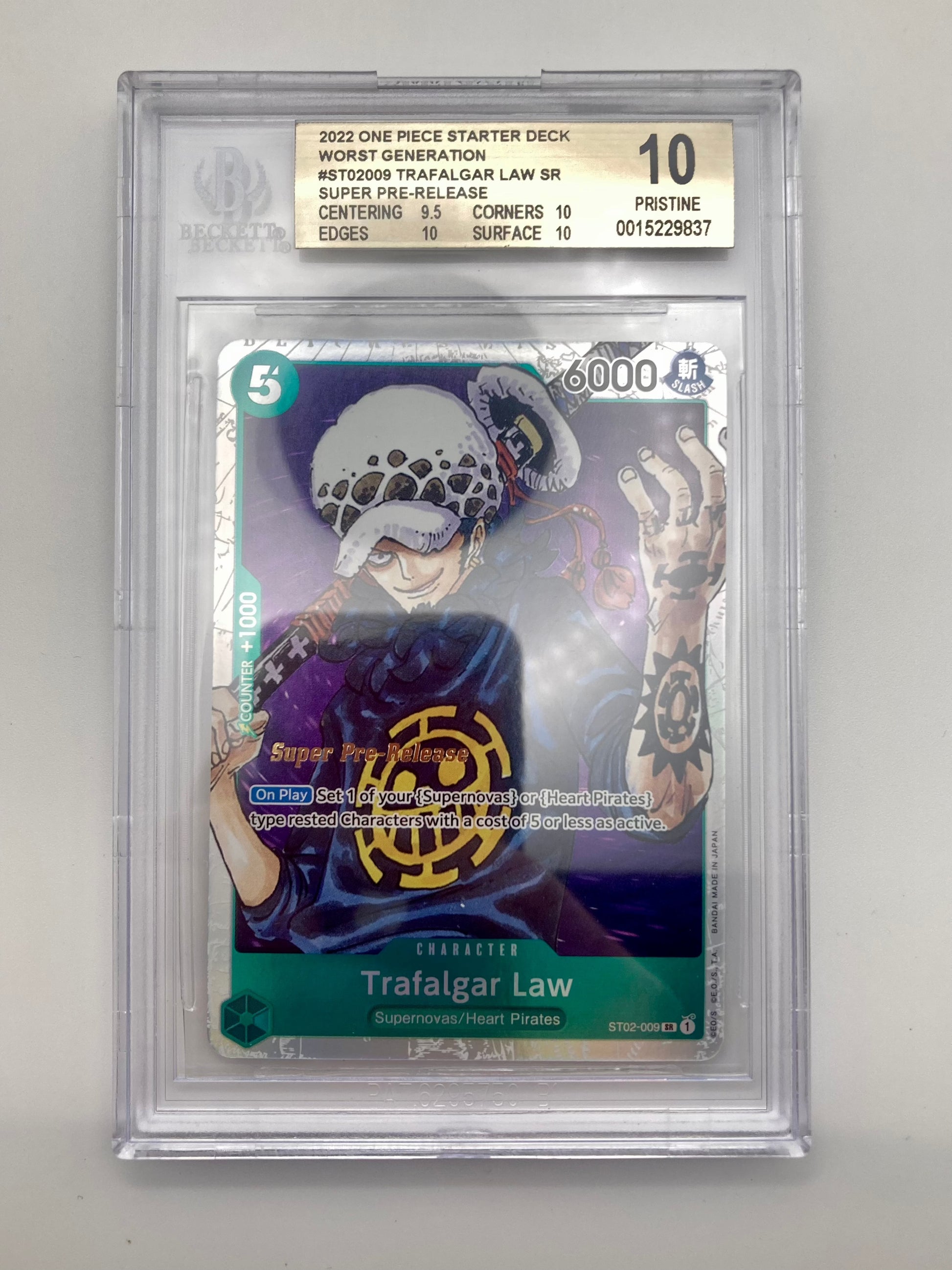 BGS 10 - Super Pre-Release - Trafalgar Law ST02-009 SR - 1st Edition - One Piece - Premium  from Hero Cards - Just $84.95! Shop now at Hero Cards