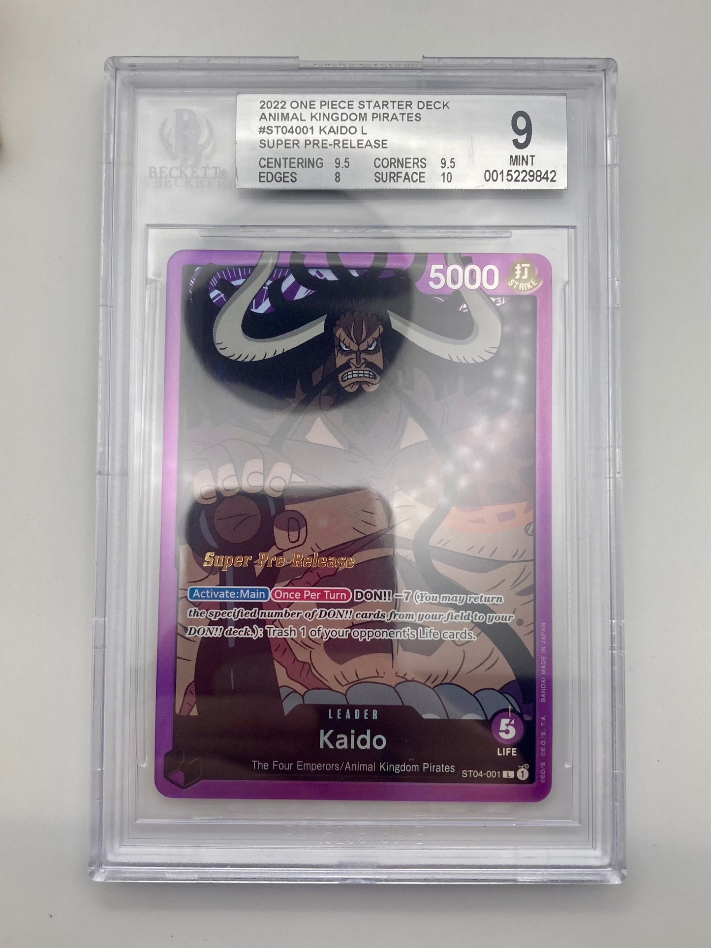 BGS 9 - Super Pre-Release - Kaido Leader ST04-001 - One Piece TCG - Premium  from Hero Cards - Just $79.95! Shop now at Hero Cards