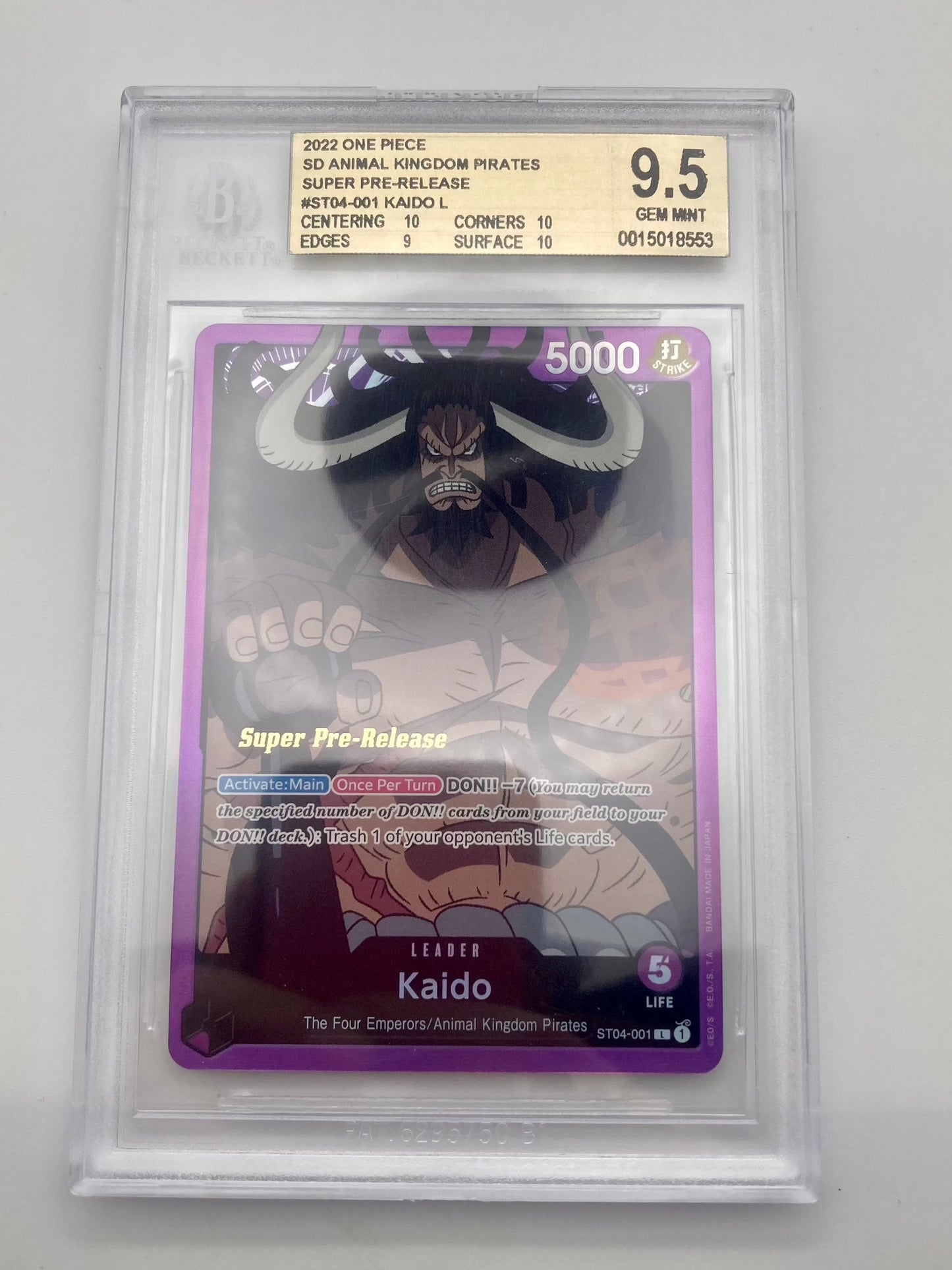 BGS 9.5 - Super Pre-Release - Kaido Leader ST04-001 - Premium  from Hero Cards - Just $125! Shop now at Hero Cards